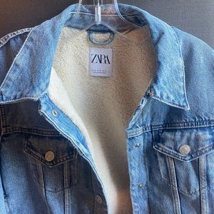 Zara Denim Fleece Lined Jacket